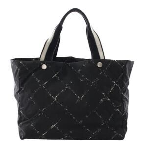 Chanel Vintage Travel Ligne Tote Bag Black Nylon Shoulder Tote
